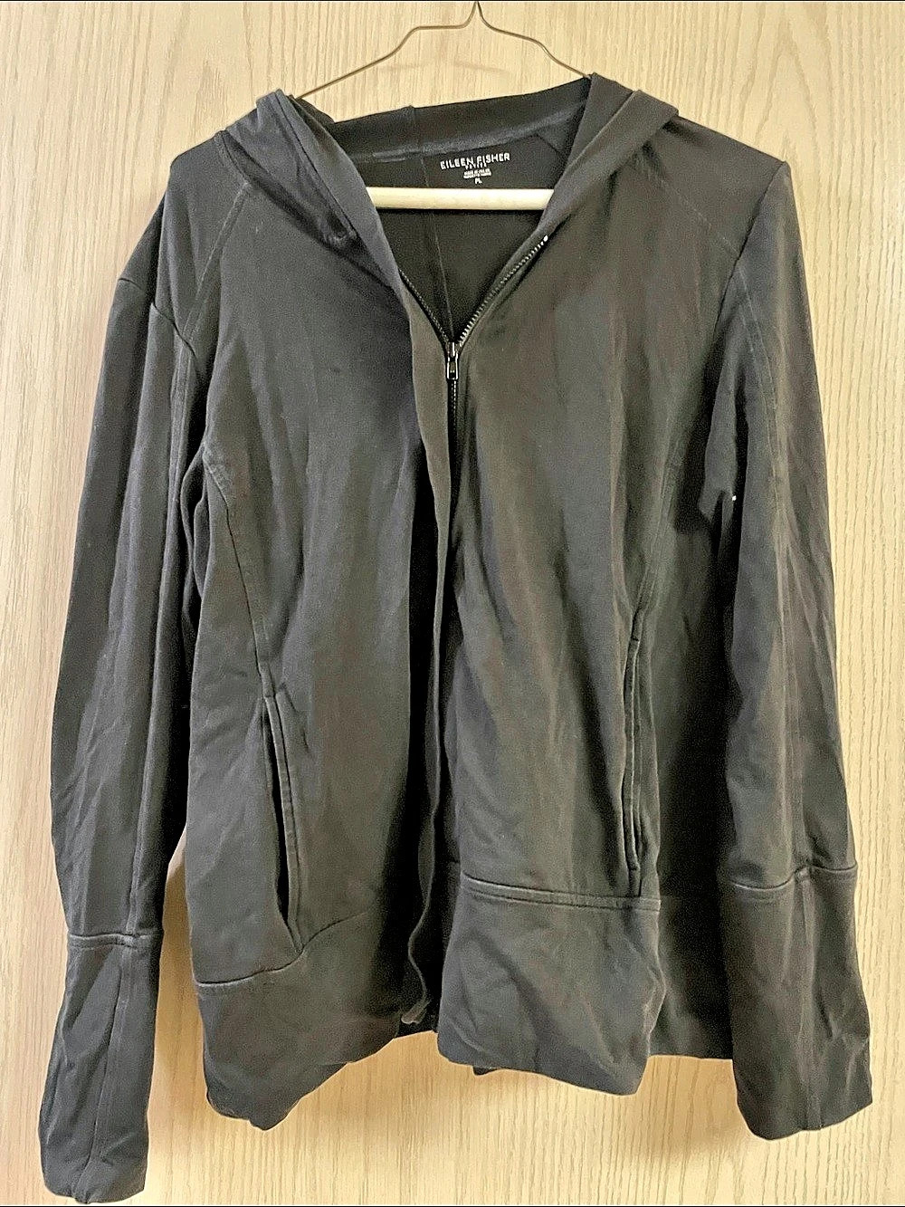 Eileen Fisher Hooded Utility Jacket Black Size P